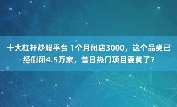 十大杠杆炒股平台 1个月闭店3000，这个品类已经倒闭4.5万家，昔日热门项目要黄了？